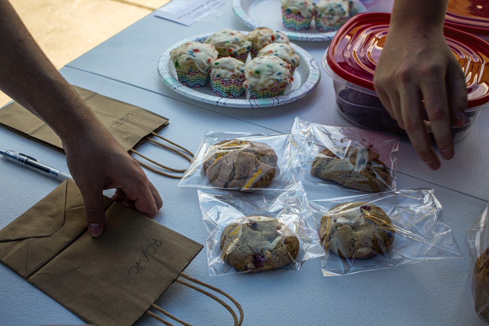 Baked cookies and cupcakes ready for the community